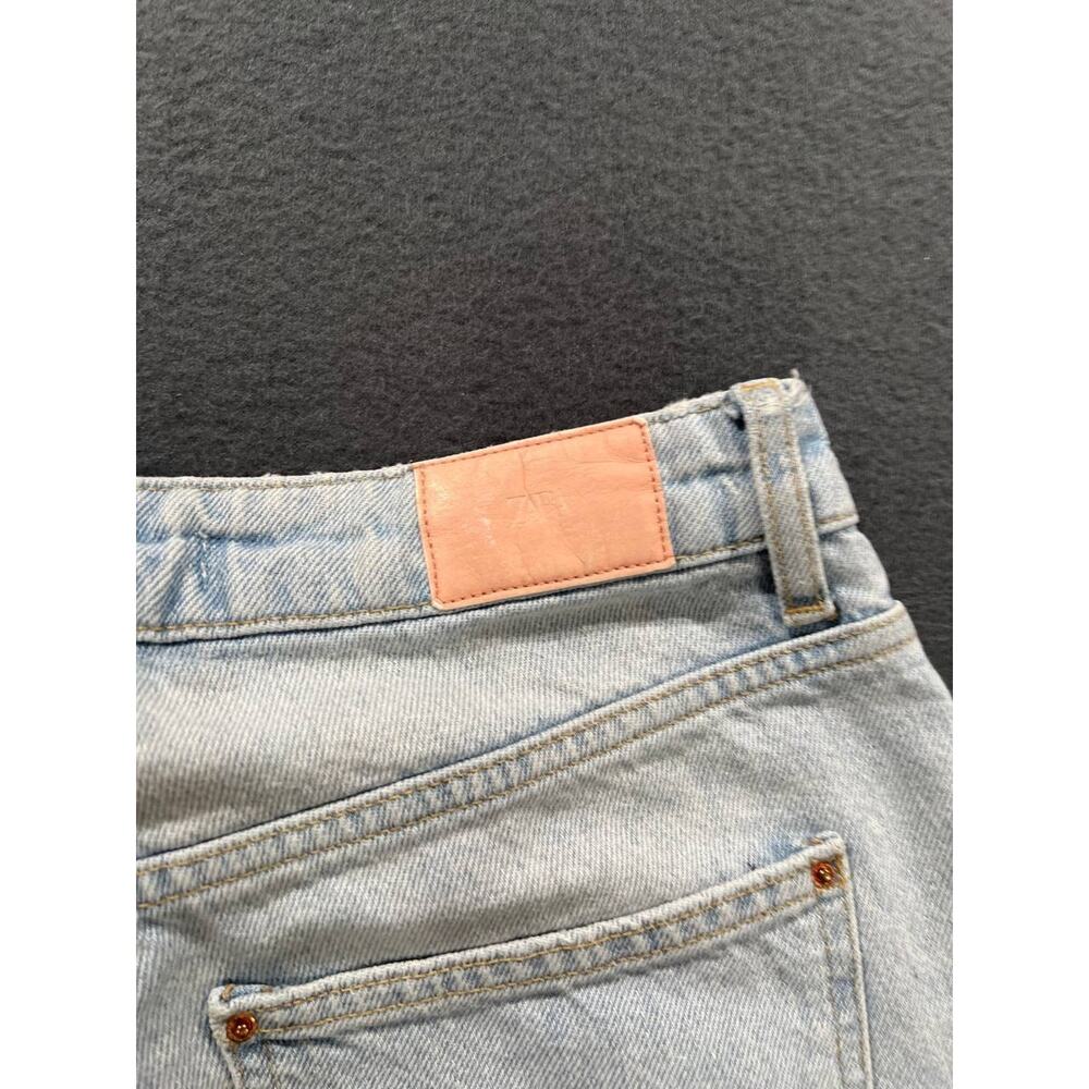 Zara Women High Rise Straight Leg Raw Hem Jeans Y2K Wash Blue Size 6 A008711 - Picture 9 of 9